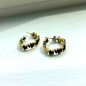Gold and Black Hoop Earrings